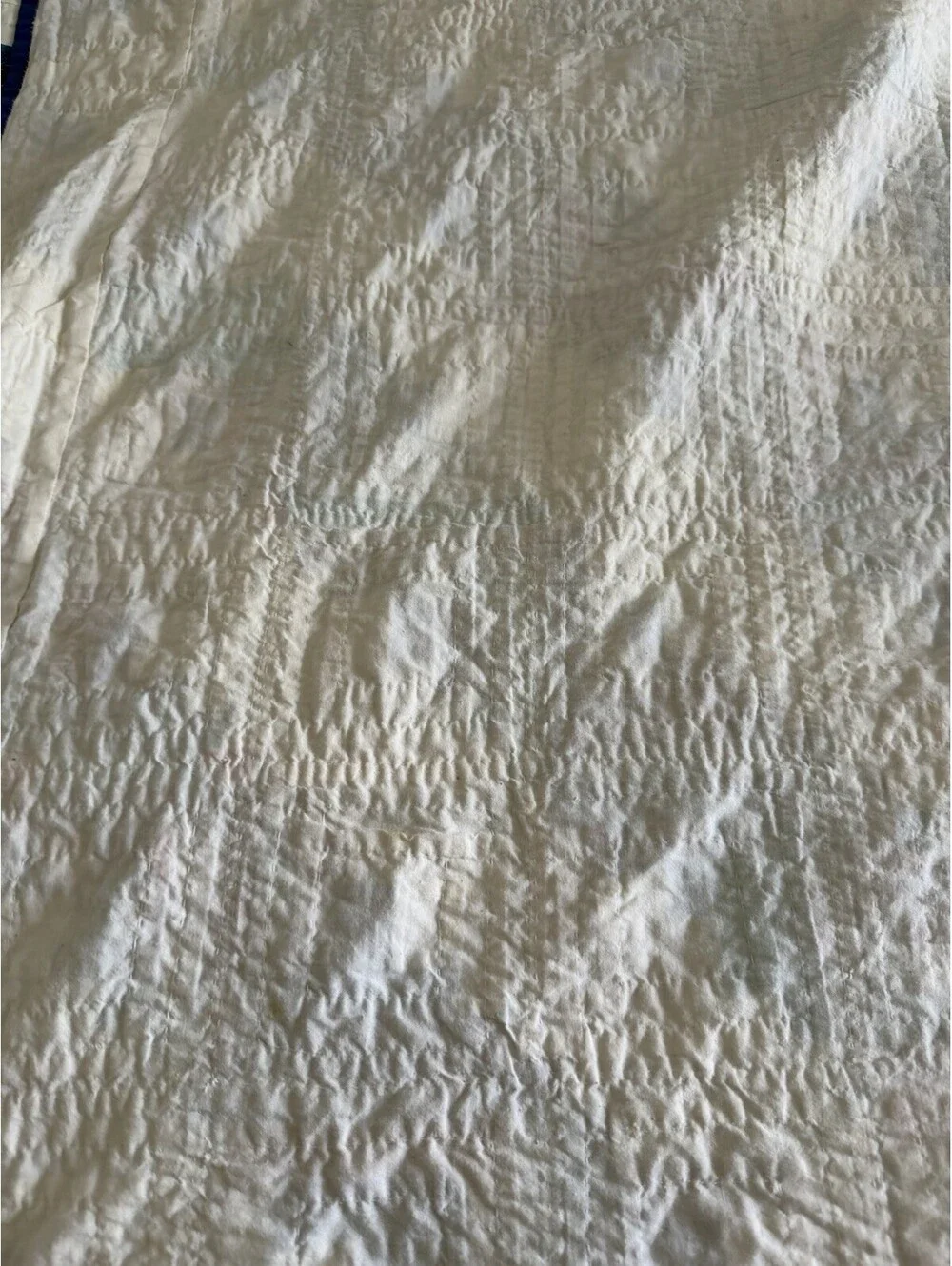 King 3pc Vintage Log Cabin Quilt Set Hand Quilted Scrappy Patchwork Shams 98x98
